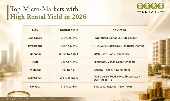Top Cities in India with High Rental Yield in 2026 Top Cities in India with High Rental Yield in 2026