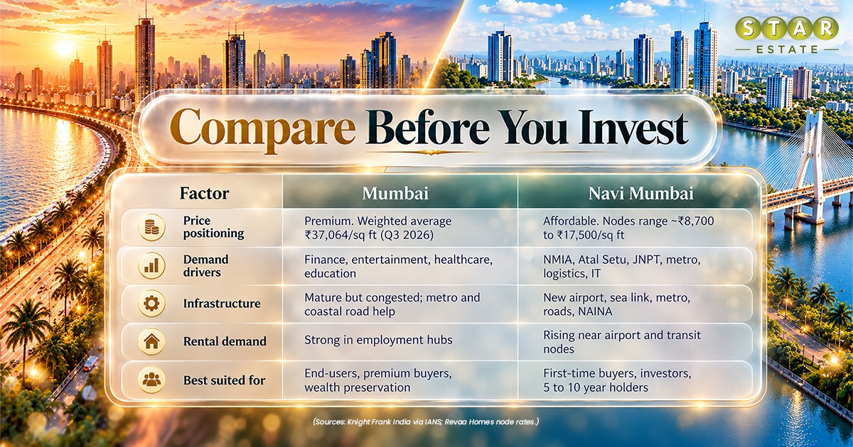 Comparison Mumbai vs Navi Mumbai Property Market Comparison Mumbai vs Navi Mumbai Property Market